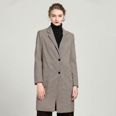 2018秋季新款外套女中长款千鸟格西服女装韩版气质西装服现货批发