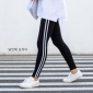 冬季女士棉加厚打**韓版兩道杠加絨保暖外穿九分褲運(yùn)動(dòng)小腳褲